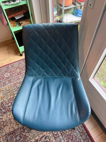 GRATIS set van 4 eetkamerstoelen - Blauw/groen - Lederlook