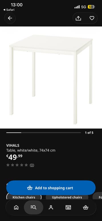 Vihals uitschuifbare tafel + stoelen