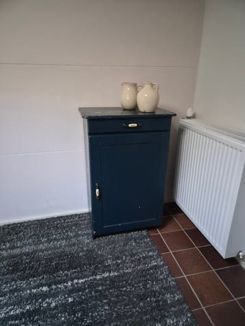 Vintage Donkerblauwe Kast met Lade