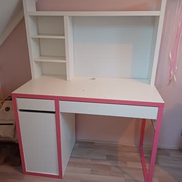 Bureau met opzetstuk en lades - Wit/Roze