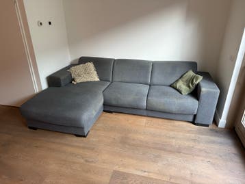 Grijze hoekbank met chaise longue - 280x90/180x90 cm