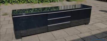 Zwart dressoir/tv-meubel met lades en deuren