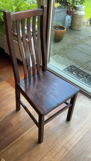6 x Massief teak houten eetkamerstoel - Donkerbruin