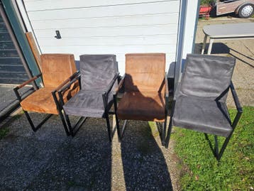 Set van 4 industriële eetkamerstoelen - Bruin en Grijs