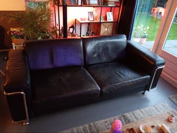 Comfortabele zwarte leren bank