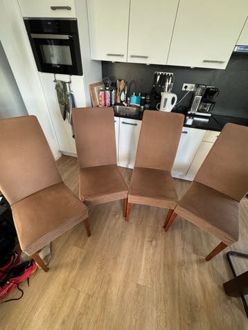 Set van 4 bruine eetkamerstoelen
