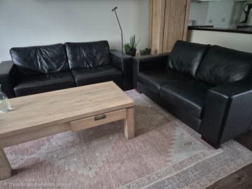 zwart bankstel 3 zitter en 2 zitter