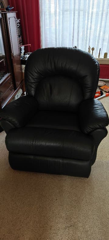 Gratis Donkergroene leren fauteuil - Comfortabele relaxstoel
