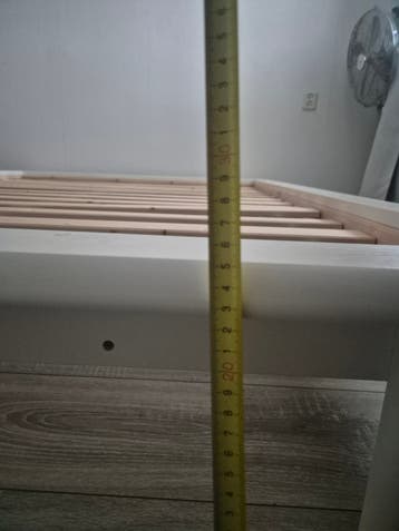 Tweepersoonsbed laag frame wit met lattenbodem