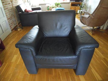 Blauw leren fauteustoel