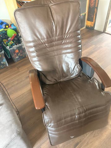 Bruine leren relaxfauteuil met Massagefunctie