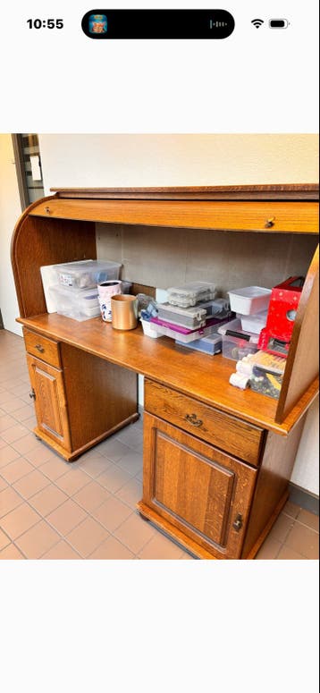 Antiek rolluikbureau van eikenhout