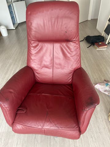 Rode leren relaxfauteuil