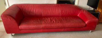 Designbank van Koinor, echt leer, rood