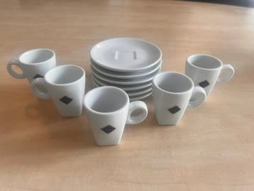 Rioba Espresso kopjes en schotels, 5 kopjes, 6 schotels