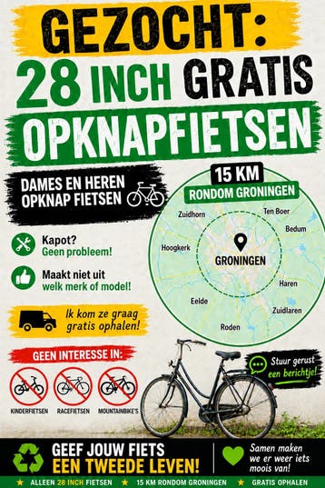 gezocht gratis 28inch opknap fietsen