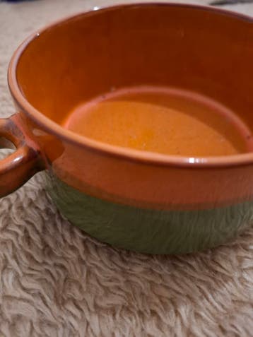 Vintage soepkom, oranje groen