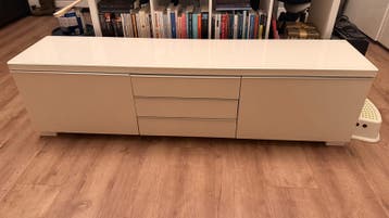 Ikea TV meubel met glazen blad - Wit