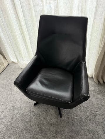 Leren Draaistoel Dutch Bone - Zwart
