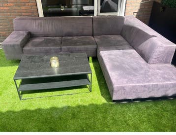 Comfortabele hoekbank Grijs/zwart - 265x232 cm met de tafel