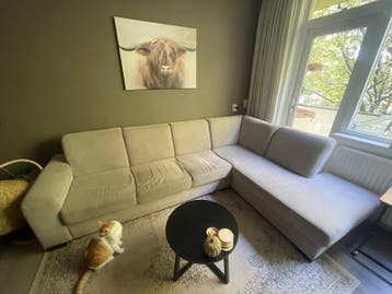Comfortabele hoekbank - Beige stof