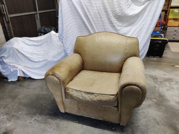 Comfortabele leren stoel- Beige