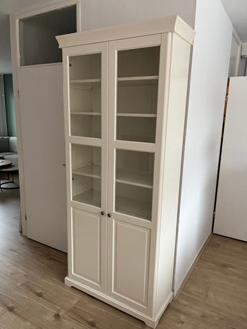 Buffetkast houten kast wit met 2 deuren en glas