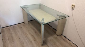 Glazen Eettafel met 6 Stoelen