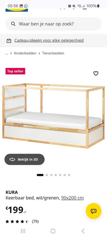 KURA Keerbaar bed 90x200 cm