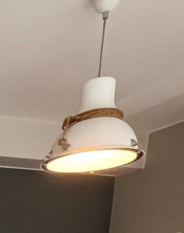 Industriële hanglamp wit met touw - E27 fitting