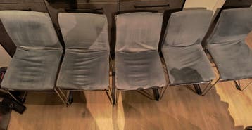 GRATIS &Snel ophalen 5x Eetkamerstoelen Grijs/blauw Fluweel