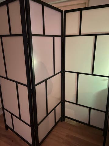 Stijlvol kamerscherm - Zwart met witte panelen