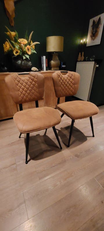 GRATIS :  2 Cognac Kleurige Stoelen