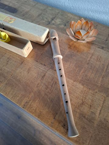 Houten blokfluit met originele verpakking