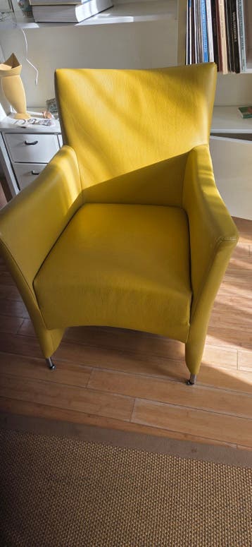 Gele leren fauteuil - Comfortabel en stijlvol