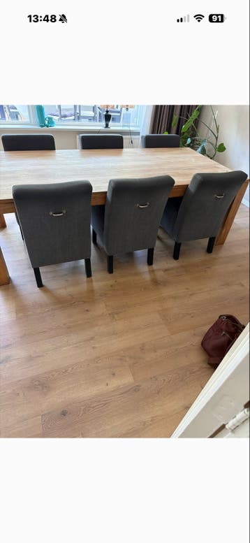6x Donkergrijze Eetkamerstoelen - Zo goed als nieuw