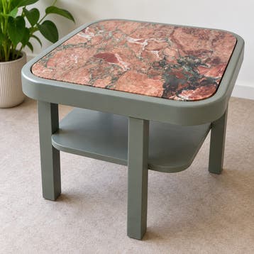 Leuke bijzettafel met marmeren blad - 61x61x61 cm