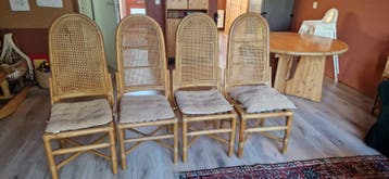 Set van 4 rotan stoelen met webbing rugleuning