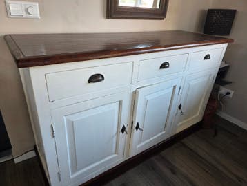 Gratis Dressoir Kast - Wit met Houten Blad