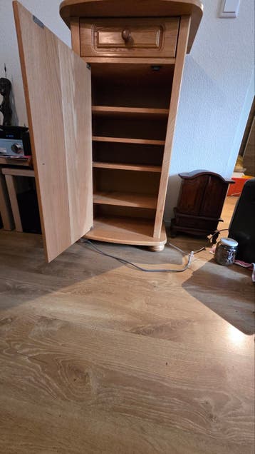 Massief eiken nachtkastje met lade en kastje