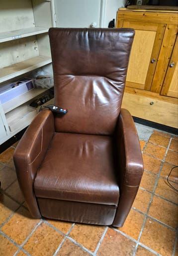 Comfortabele leren stannn relaxfauteuil - Elektrisch verstel
