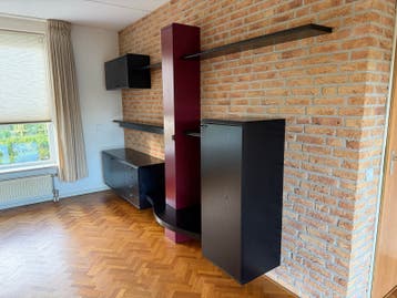 Moderne wandmeubelset - Zwart en bordeauxrood