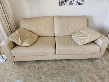 Leren 2-zitsbank - Beige