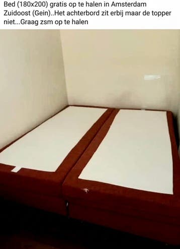 Gratis Bed (180x200) met achterbord - ZSM ophalen