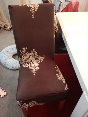 Eettafel met 5 stoelen - Wit met bloemenprint