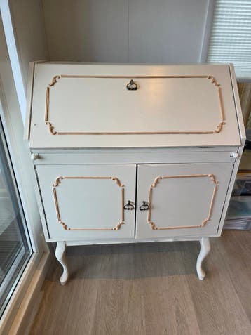 Vintage Secretaire - Wit met bloemenprint