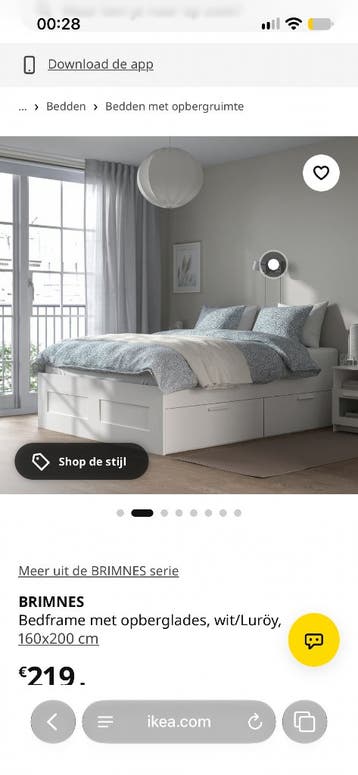 IKEA BRIMNES Tweepersoonsbed 160x200 met lades + matras