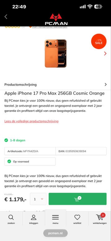 ⚠️ BLACKFRIDAY ⚠️ ACTIE Apple iPhone 17 Pro Max 256GB Cosmic